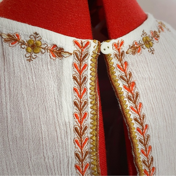 Free People White Boho Embroidered Tunic Dress with Orange Accents - Picture 7 of 7